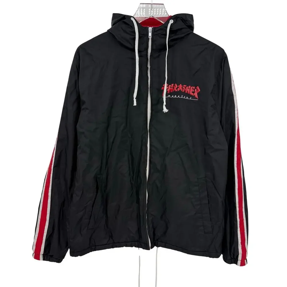 Thrasher Magazine Godzilla Track Jacket Size Large Black Red Skater Skateboard